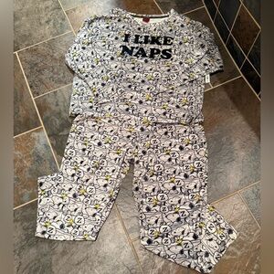 Peanuts Gray and Yellow Pajama Set Intimates & Sleepwear